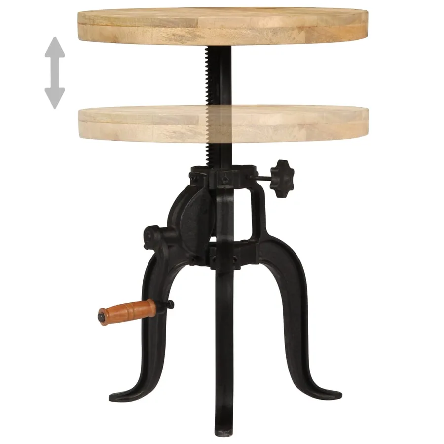 Table d'appoint 45x (45-62) cm Bois de manguier massif et fonte - 6