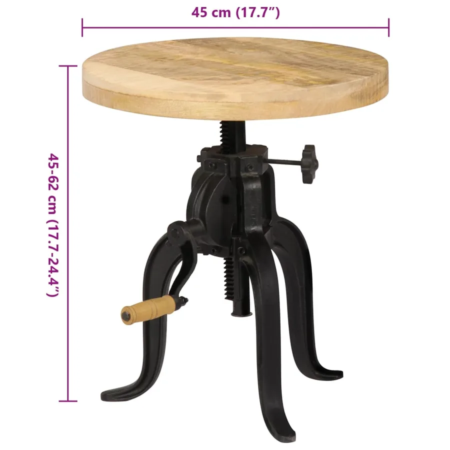 Table d'appoint 45x (45-62) cm Bois de manguier massif et fonte - 7