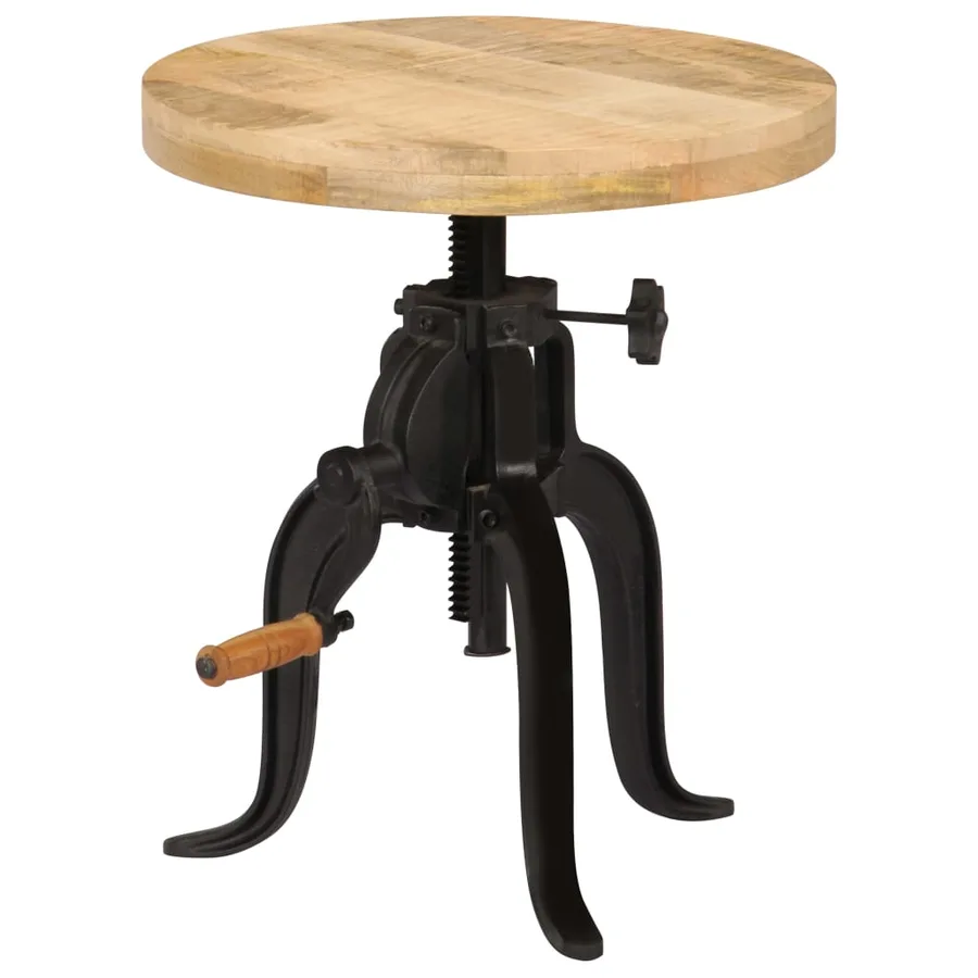 Table d'appoint 45x (45-62) cm Bois de manguier massif et fonte - 8