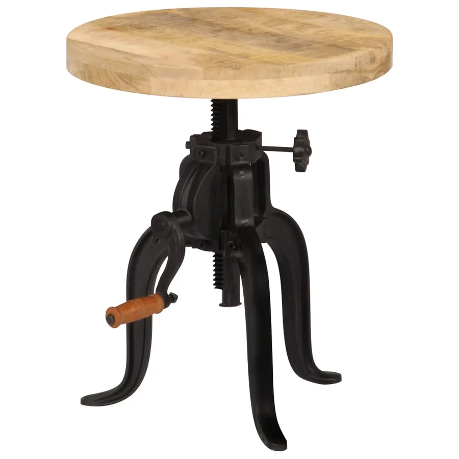 Table d'appoint 45x (45-62) cm Bois de manguier massif et fonte - 9