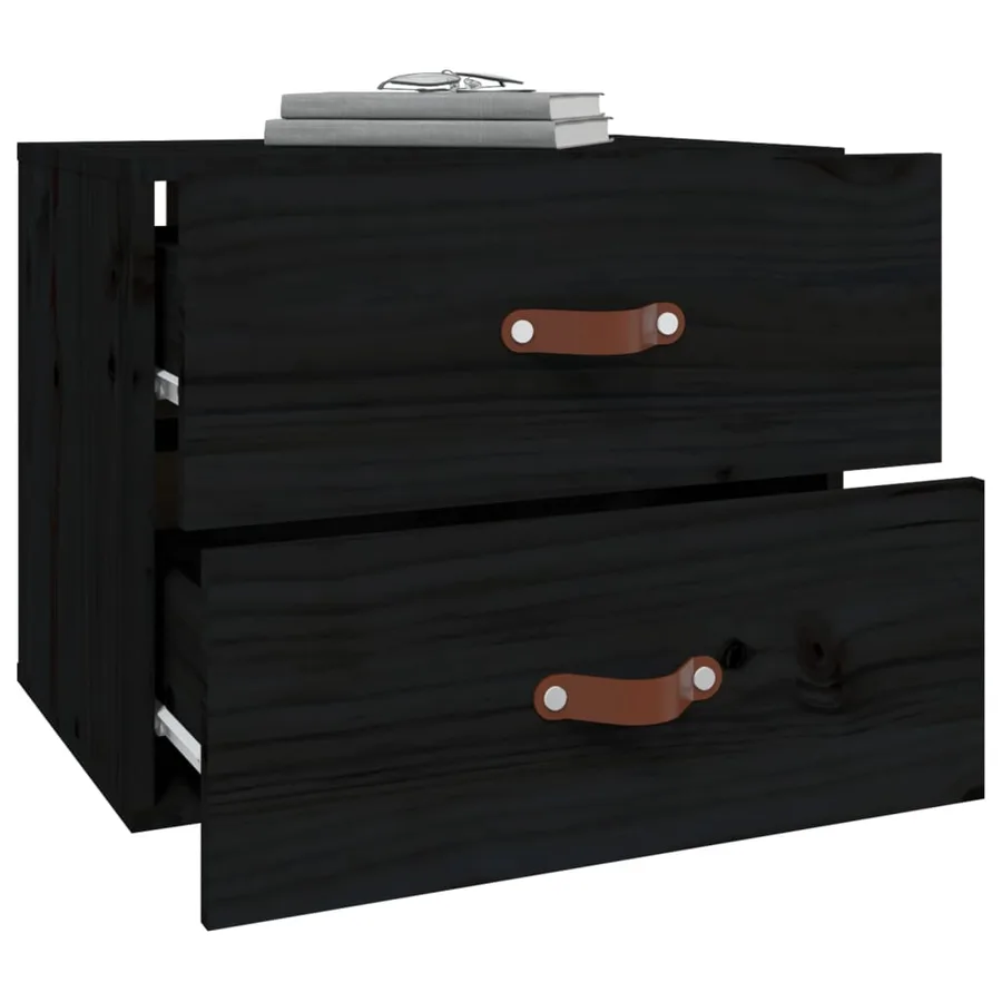 Table de chevet murale Noir 50x36x40 cm - 5