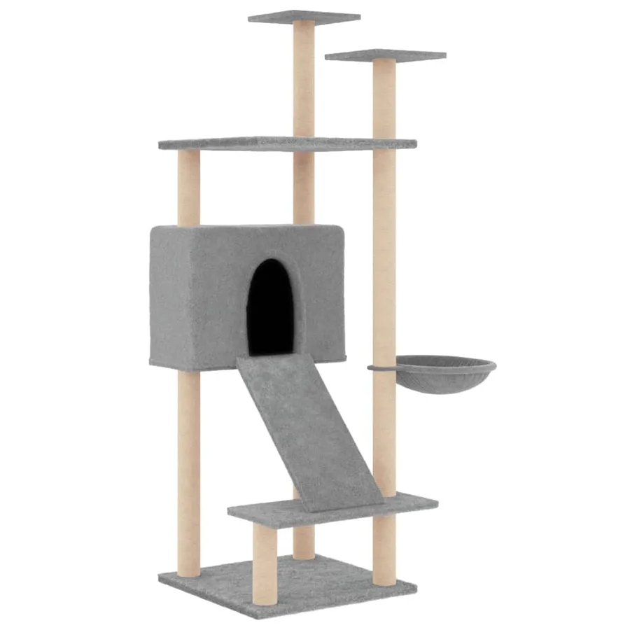 Arbre à chat avec griffoirs en sisal Gris clair 153 cm - 2