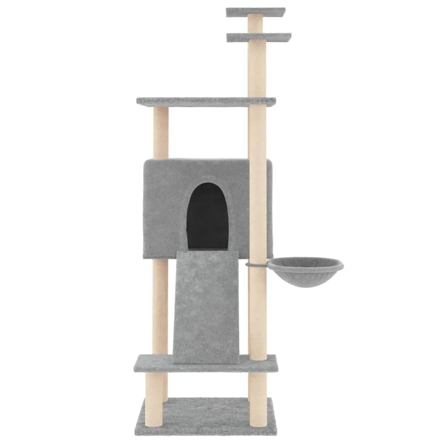 Arbre à chat avec griffoirs en sisal Gris clair 153 cm - 3