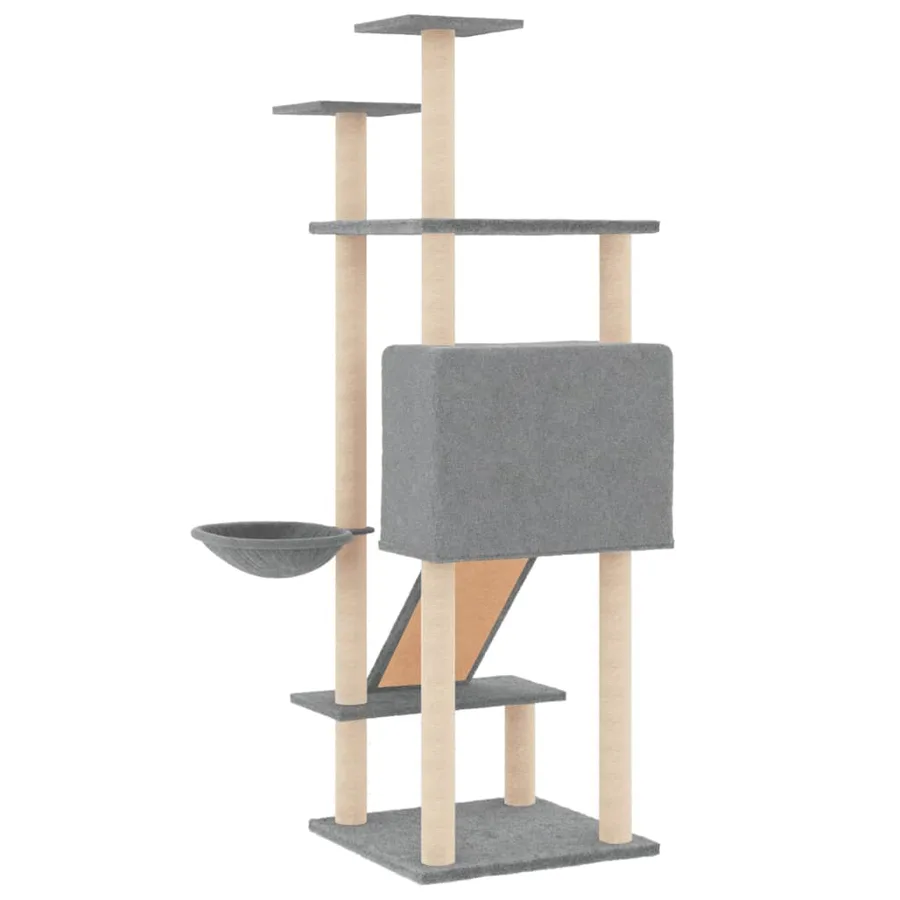 Arbre à chat avec griffoirs en sisal Gris clair 153 cm - 5