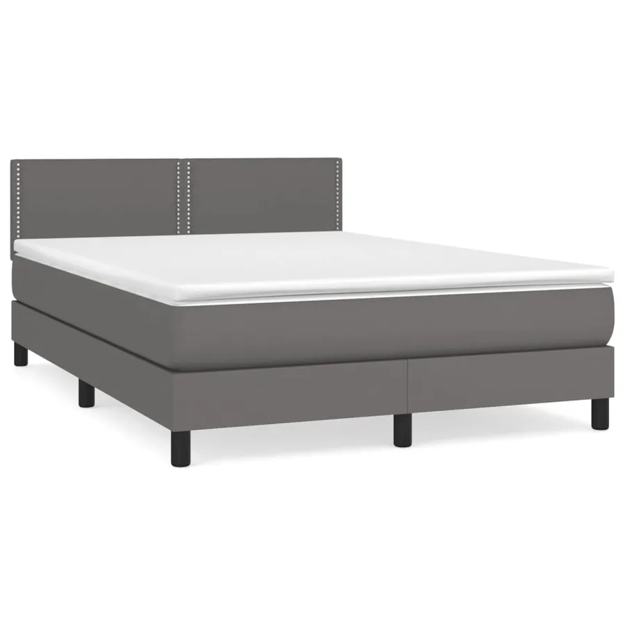 Sommier à lattes de lit avec matelas Gris 140x190 cm Similicuir - 2
