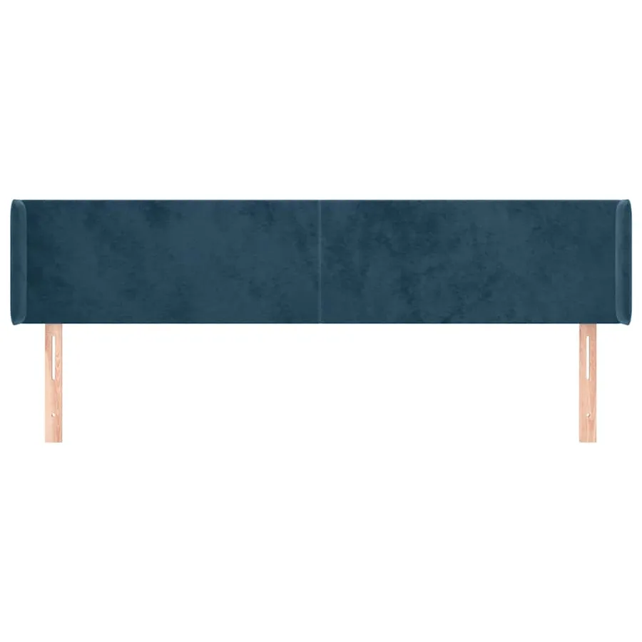 Tête de lit avec oreilles Bleu foncé 163x16x78/88 cm Velours - 3