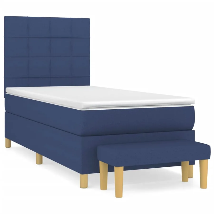 Sommier à lattes de lit avec matelas Bleu 100x200 cm Tissu - 2