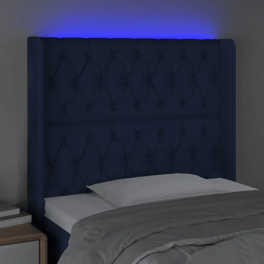 Tête de lit à LED Bleu 93x16x118/128 cm Tissu - 4