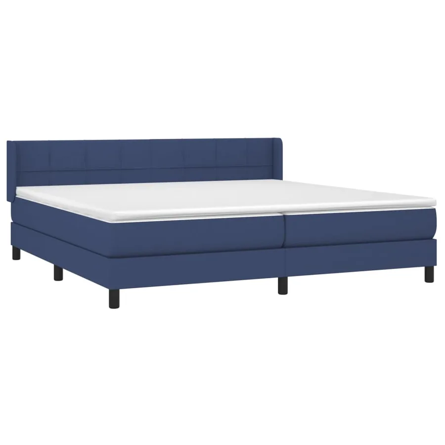Sommier à lattes de lit avec matelas Bleu 200x200 cm Tissu - 3