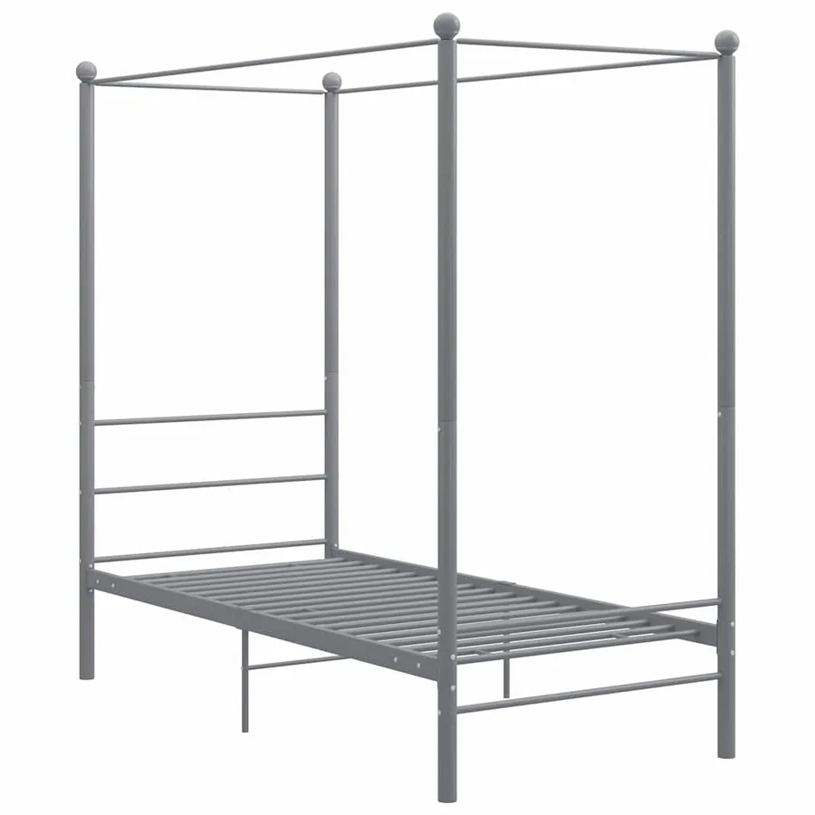 Cadre de lit à baldaquin sans matelas gris métal 90x200 cm - 2