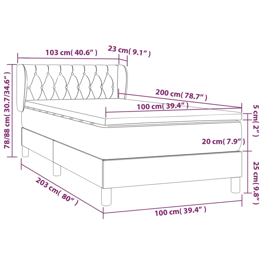 Sommier à lattes de lit avec matelas Rose 100x200 cm Velours - 7