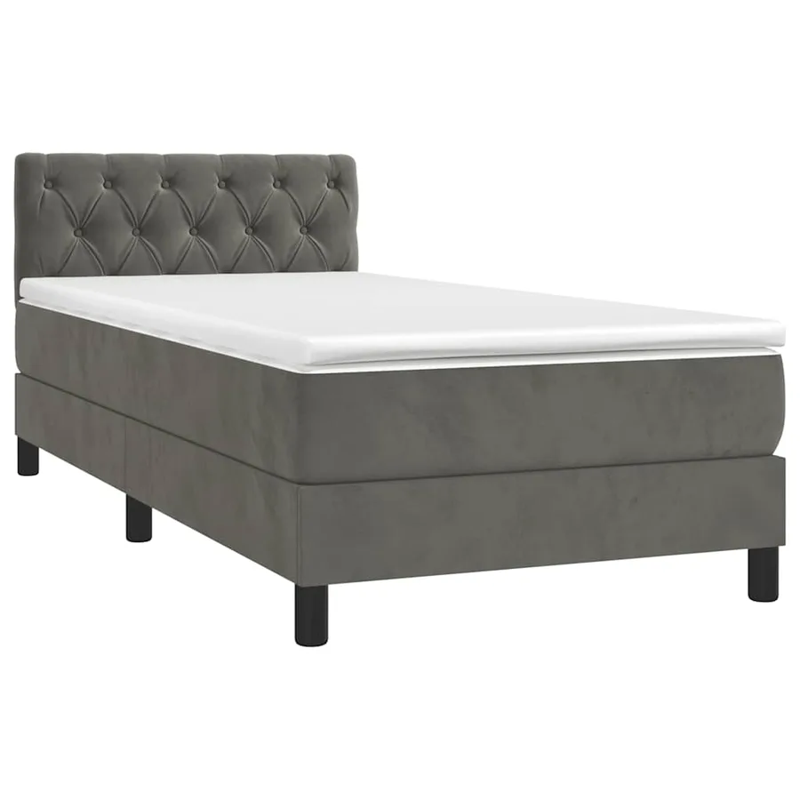 Sommier à lattes de lit avec matelas et LED Gris foncé 80x200cm - 3