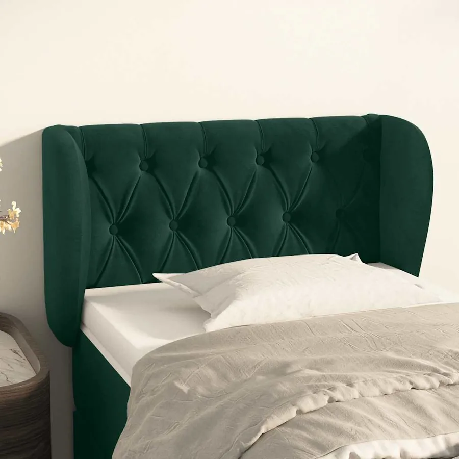 Tête de lit avec oreilles Vert foncé 83x23x78/88 cm Velours