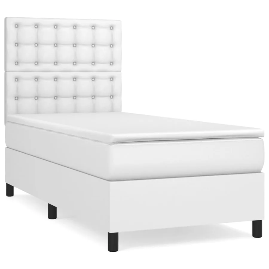 Sommier à lattes de lit avec matelas Blanc 90x200 cm Similicuir - 2