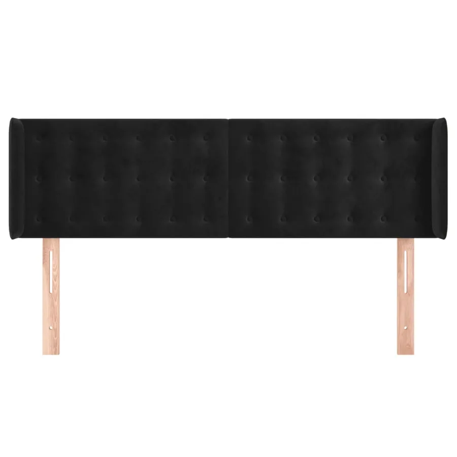 Tête de lit avec oreilles Noir 147x16x78/88 cm Velours - 3