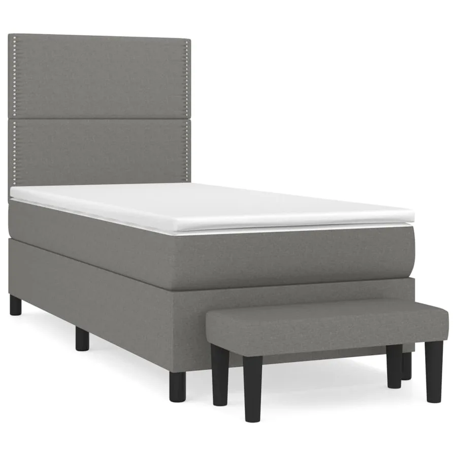 Sommier à lattes de lit et matelas Gris foncé 90x190 cm Tissu - 2