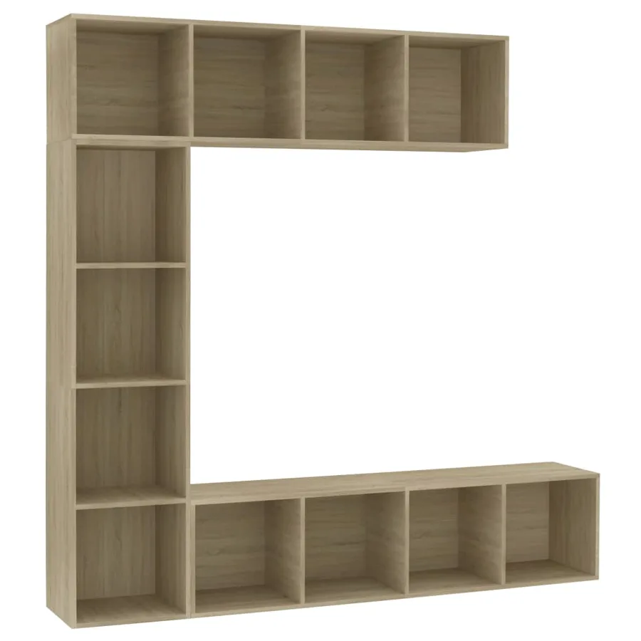 Jeu de bibliothèque/meuble TV 3 pcs Chêne sonoma 180x30x180 cm - 2