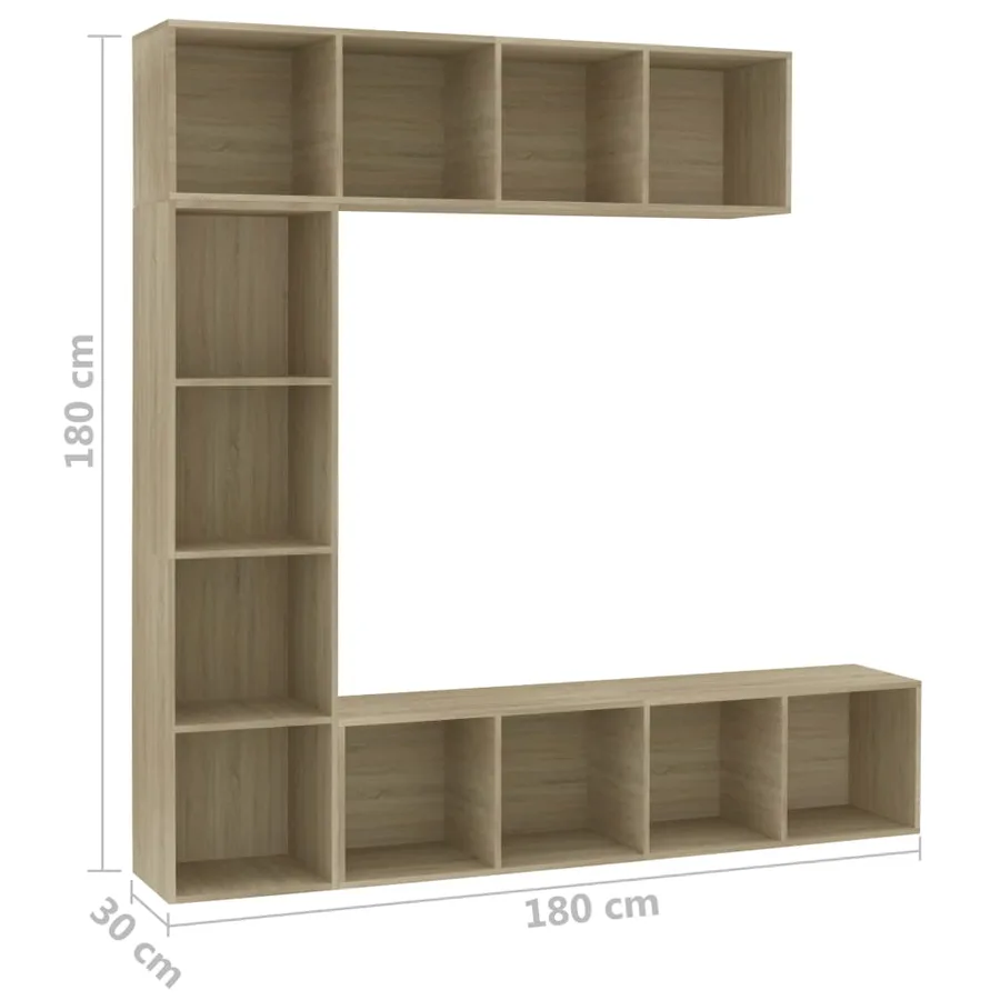 Jeu de bibliothèque/meuble TV 3 pcs Chêne sonoma 180x30x180 cm - 6