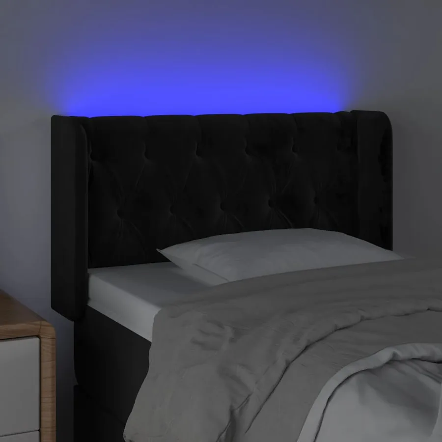Tête de lit à LED Noir 83x16x78/88 cm Velours - 4