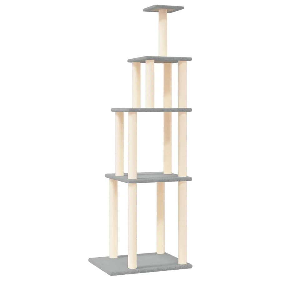 Arbre à chat avec griffoirs en sisal gris clair 183 cm - 2