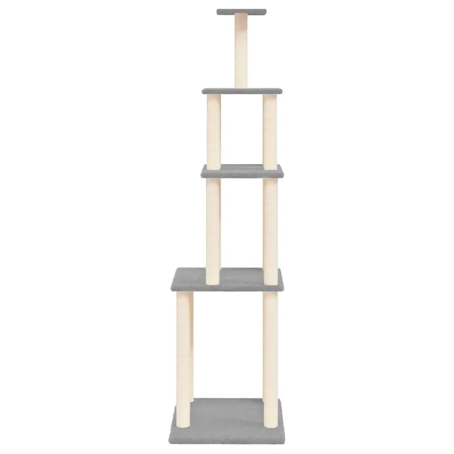 Arbre à chat avec griffoirs en sisal gris clair 183 cm - 4