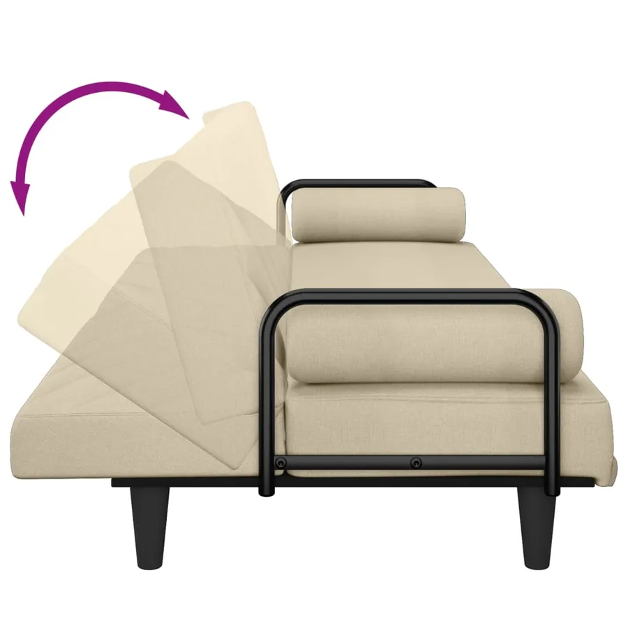 Canapé-lit avec accoudoirs crème tissu - 9