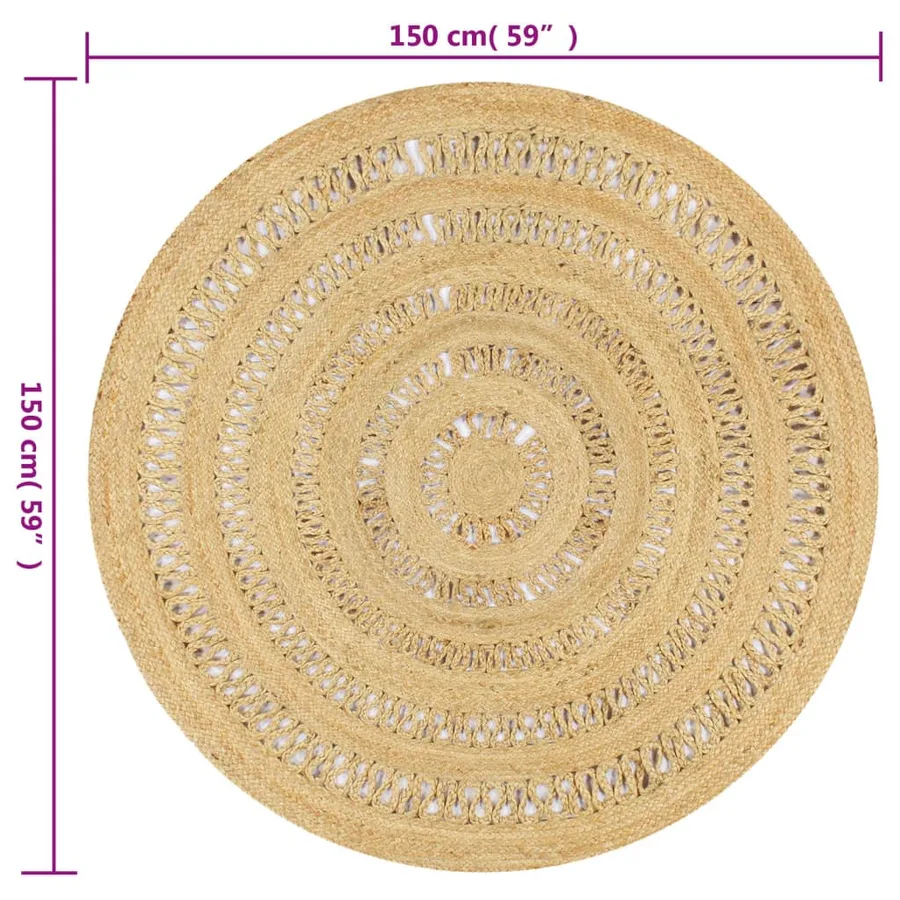 Tapis fait à la main Jute tressée 150 cm - 6