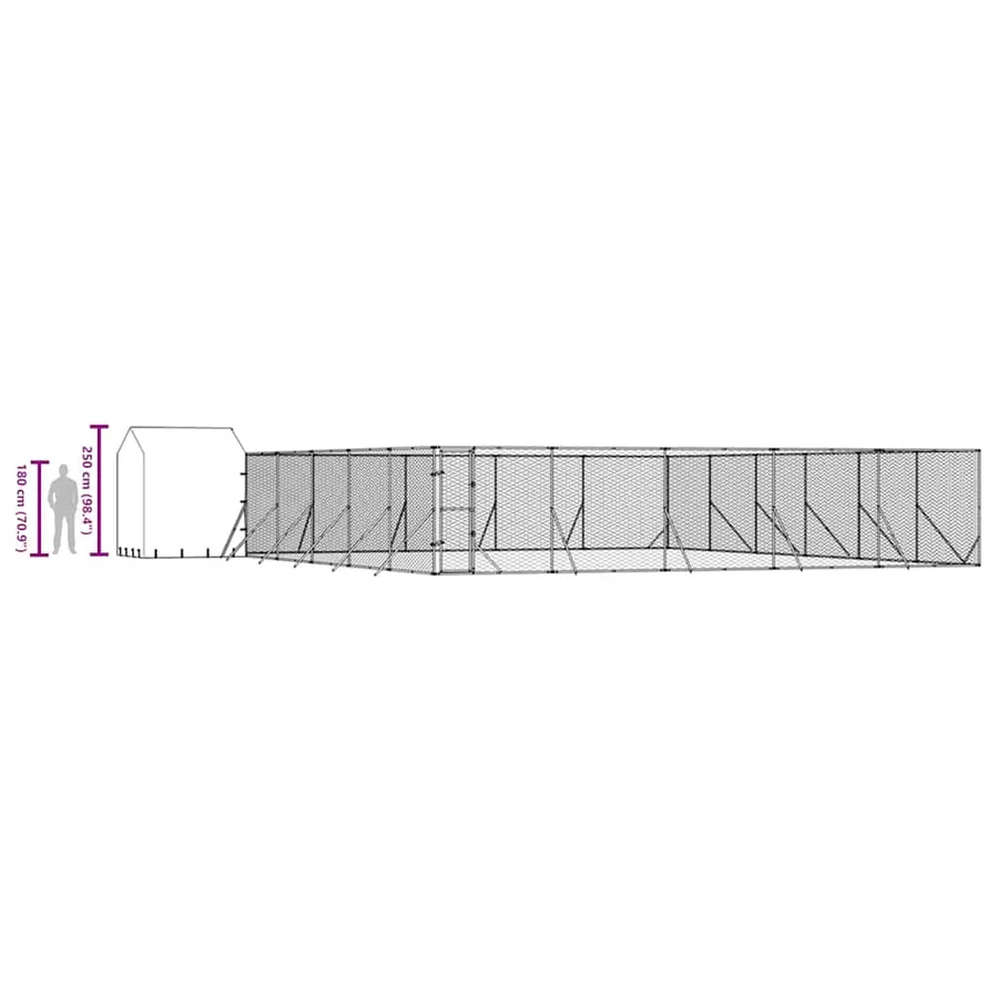 Chenil d'extérieur pour chiens avec toit argenté 12x12x2,5 m - 10