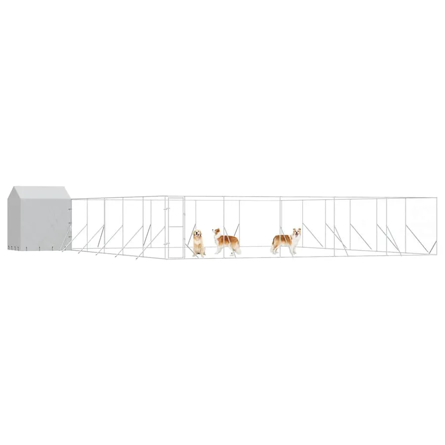 Chenil d'extérieur pour chiens avec toit argenté 12x12x2,5 m - 3