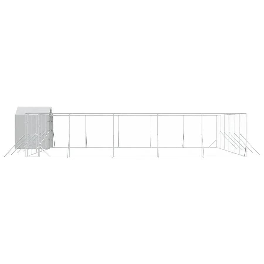 Chenil d'extérieur pour chiens avec toit argenté 12x12x2,5 m - 4