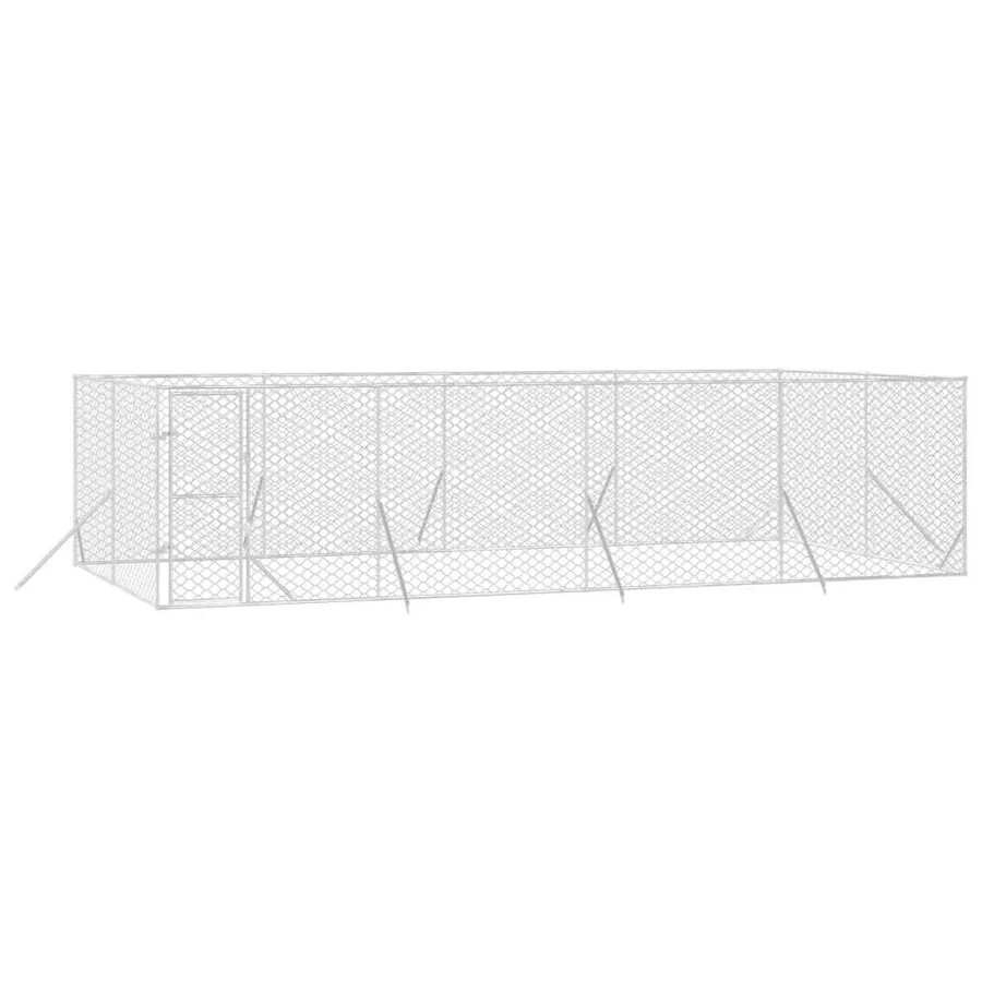 Chenil d'extérieur pour chiens argenté 8x4x2 m acier galvanisé - 3