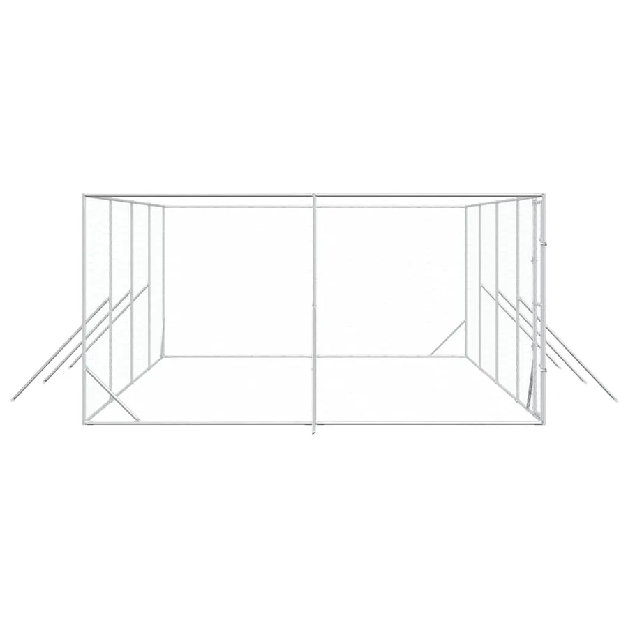 Chenil d'extérieur pour chiens argenté 8x4x2 m acier galvanisé - 6