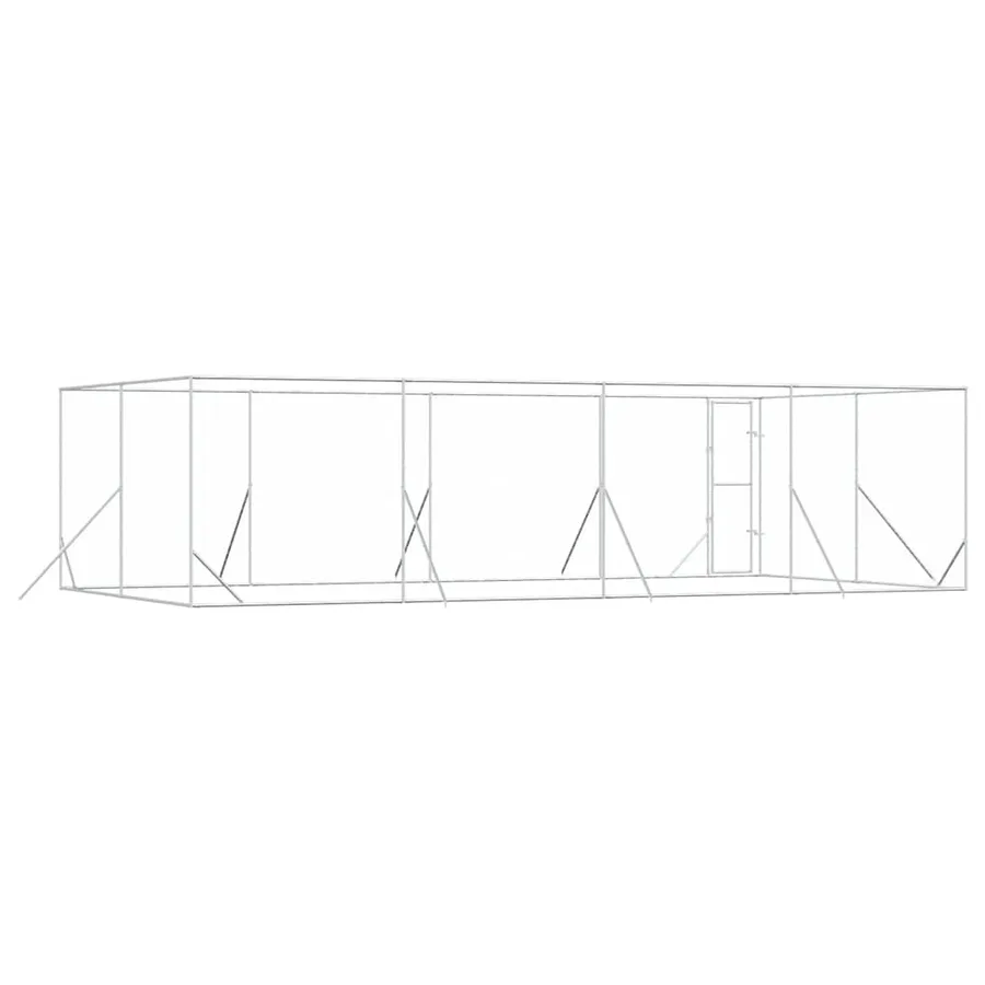 Chenil d'extérieur pour chiens argenté 8x4x2 m acier galvanisé - 7