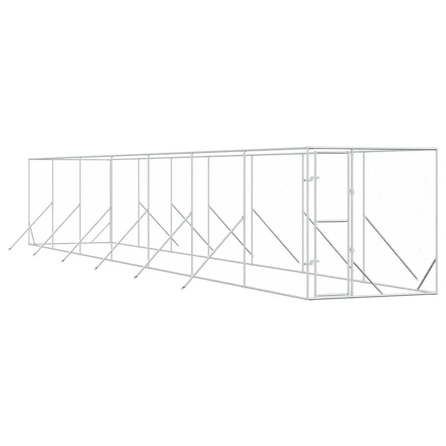 Chenil d'extérieur pour chiens argenté 2x14x2 m acier galvanisé - 2