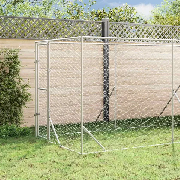 Chenil d'extérieur pour chiens avec toit argenté 2x6x2,5 m