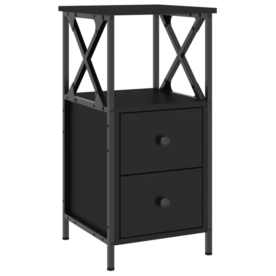 Table de chevet noir 34x35,5x70 cm bois d’ingénierie - 2