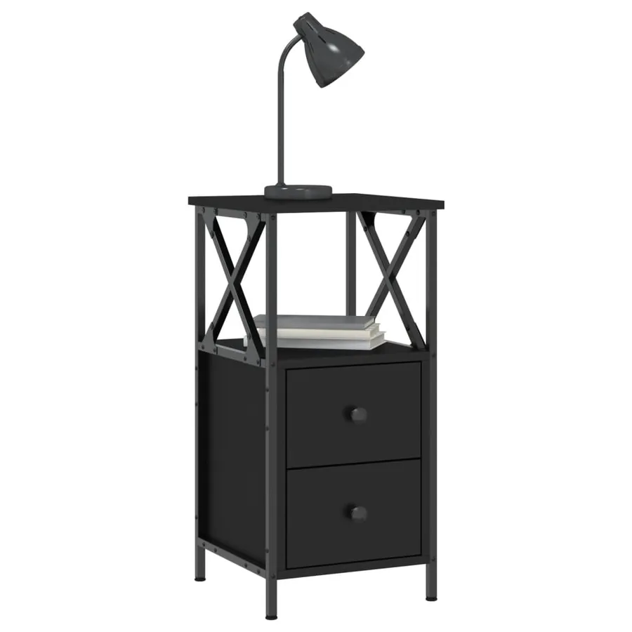 Table de chevet noir 34x35,5x70 cm bois d’ingénierie - 7