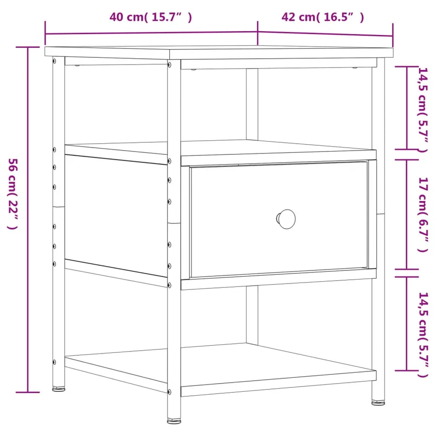 Tables de chevet 2 pcs noir 40x42x56 cm bois d’ingénierie - 12