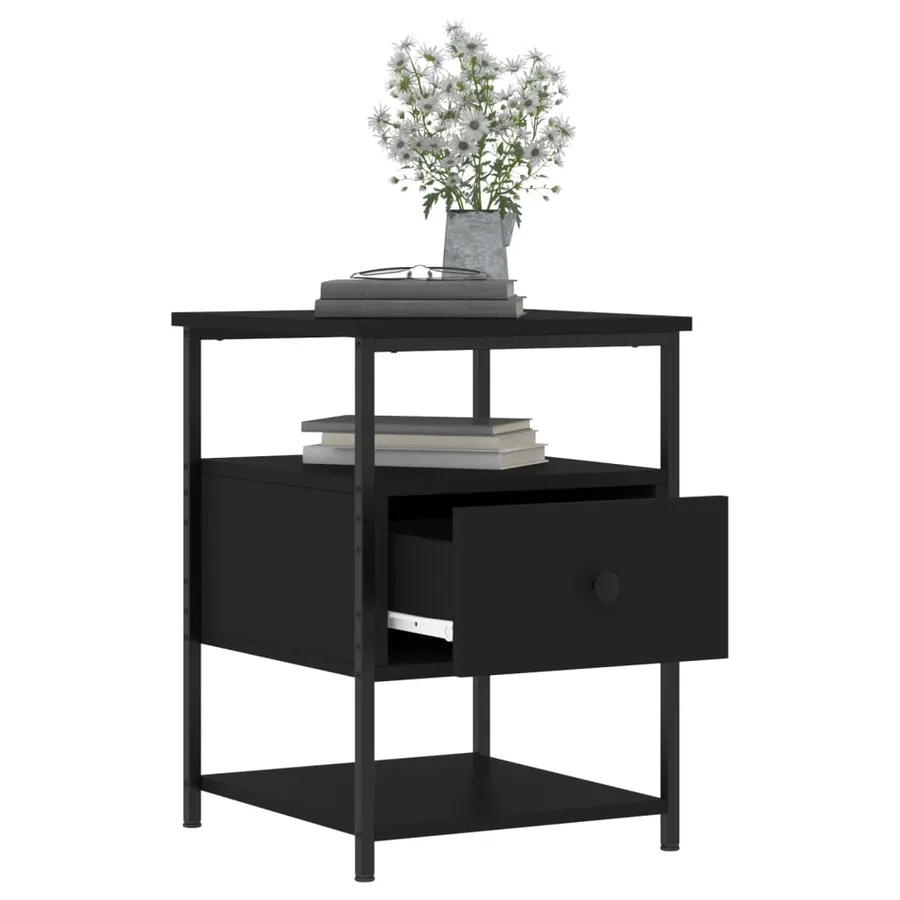 Tables de chevet 2 pcs noir 40x42x56 cm bois d’ingénierie - 5
