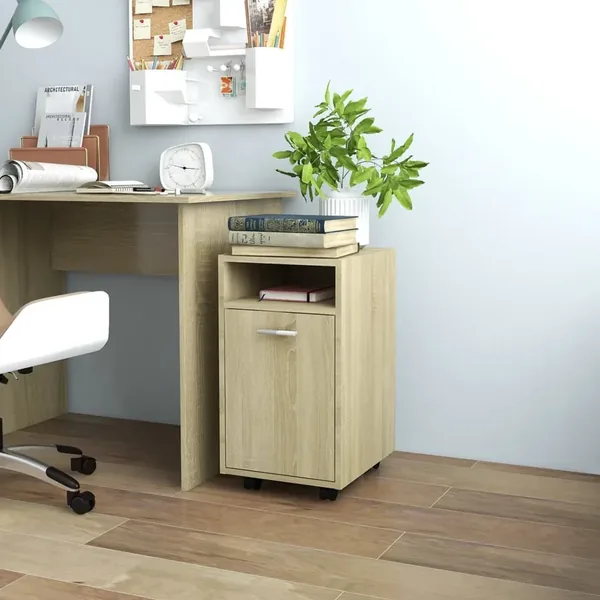 Armoire latérale avec roues Chêne Sonoma Bois d'ingénierie