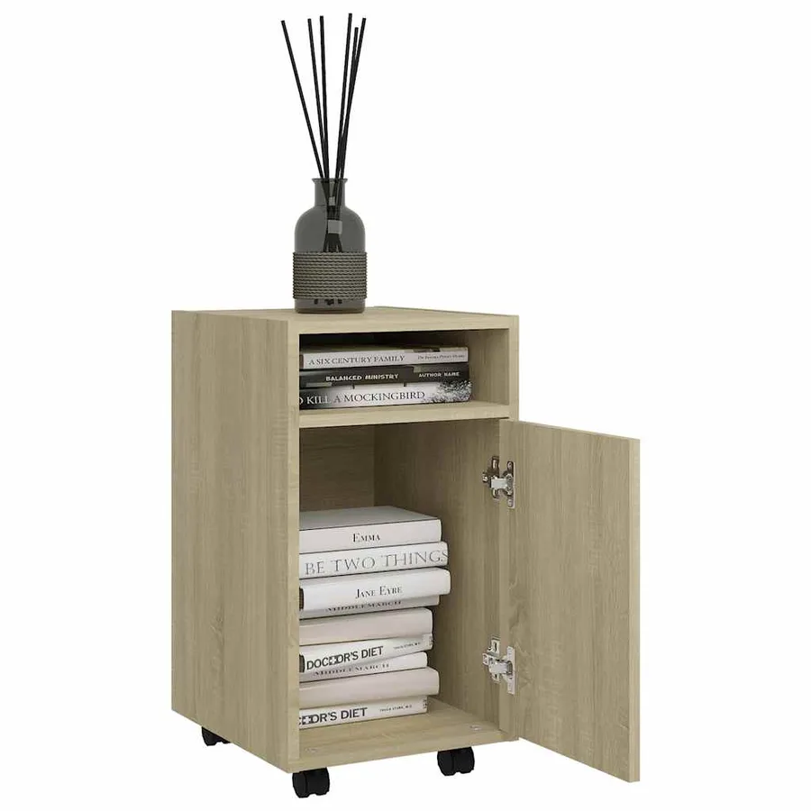 Armoire latérale avec roues Chêne Sonoma Bois d'ingénierie - 3