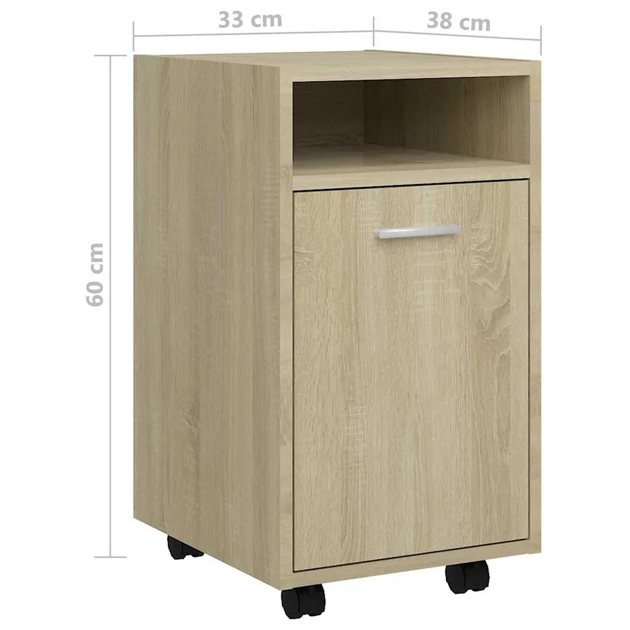 Armoire latérale avec roues Chêne Sonoma Bois d'ingénierie - 8