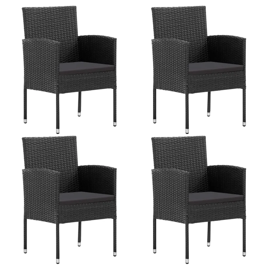 Ensemble à manger de jardin 5 pcs noir résine tressée et acier - 3