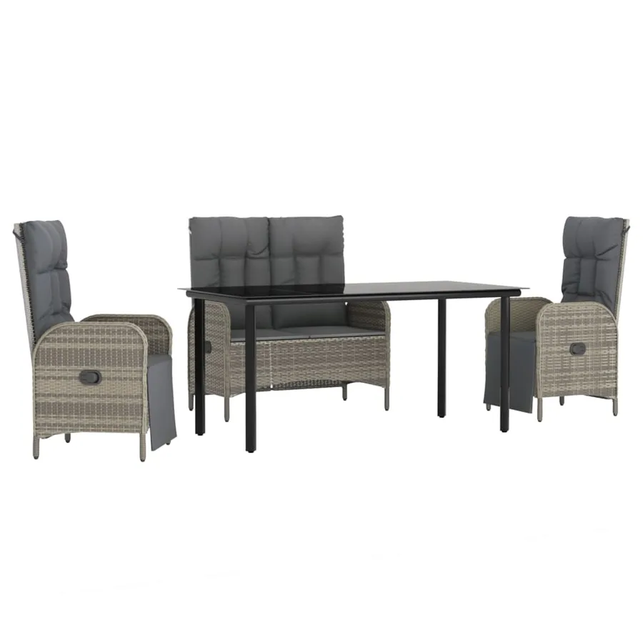 Ensemble à manger jardin 4pcs et coussins Gris Résine tressée - 2