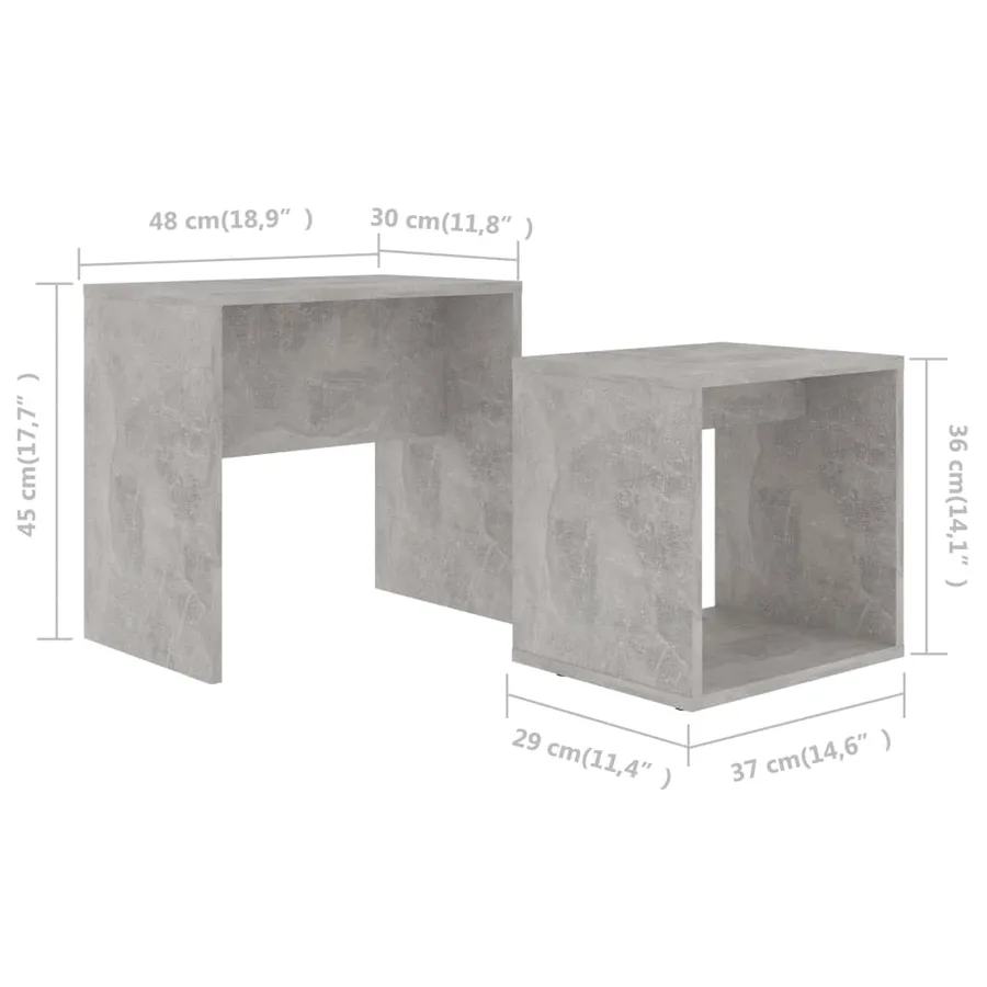 Ensemble de table basse Gris béton 48x30x45 cm Bois ingénierie - 6