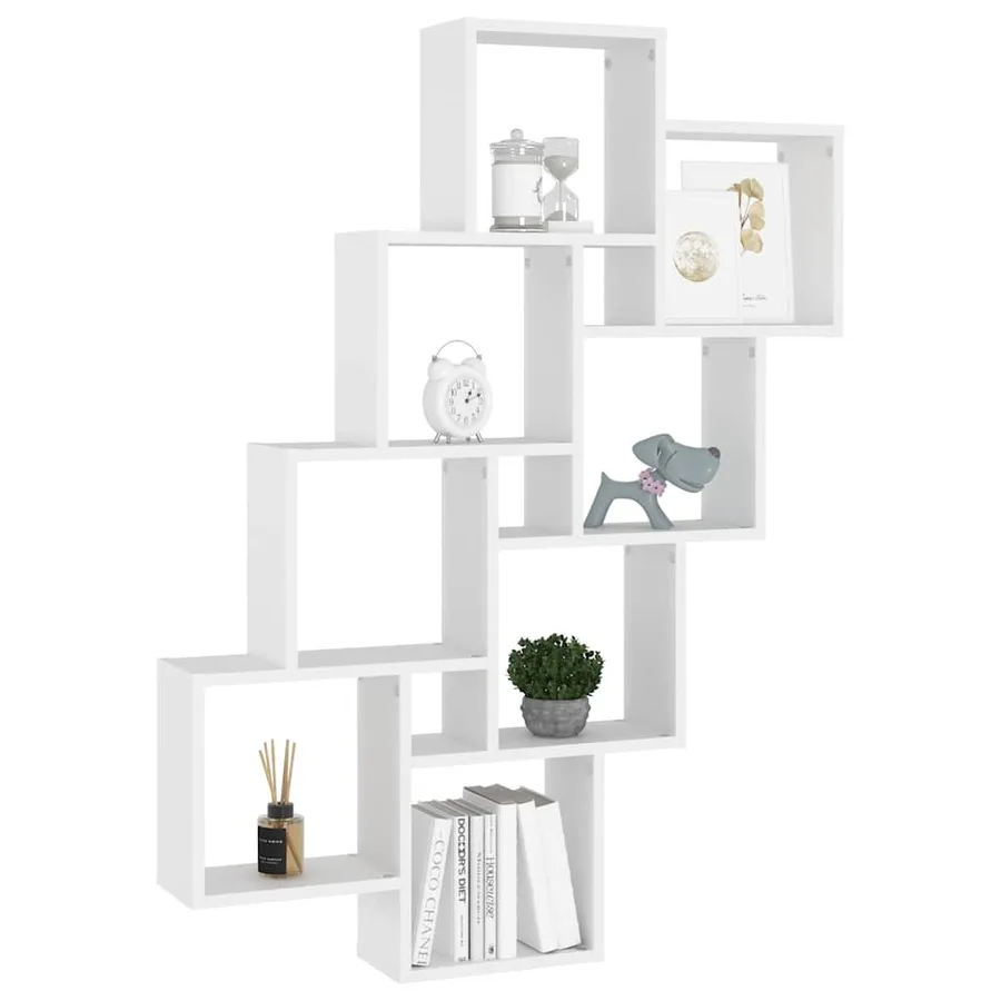 Étagère murale cube Blanc 90x15x119 cm Bois d’ingénierie - 3