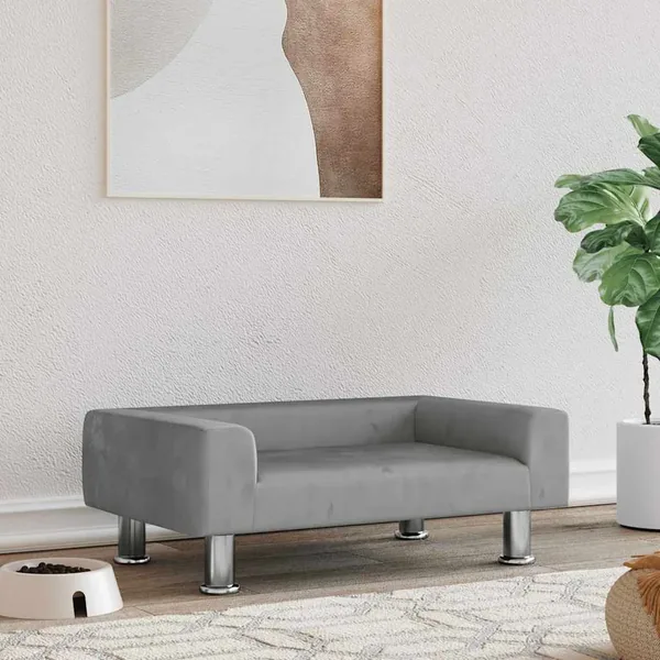 Lit pour chien gris clair 70x45x26,5 cm velours