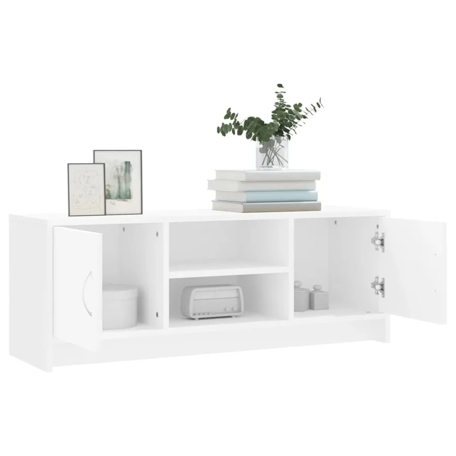 Meuble TV blanc 102x30x37,5 cm bois d'ingénierie - 4