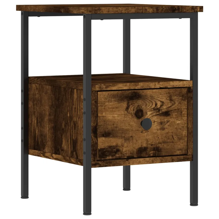 Table de chevet chêne fumé 34x36x50 cm bois d'ingénierie - 2
