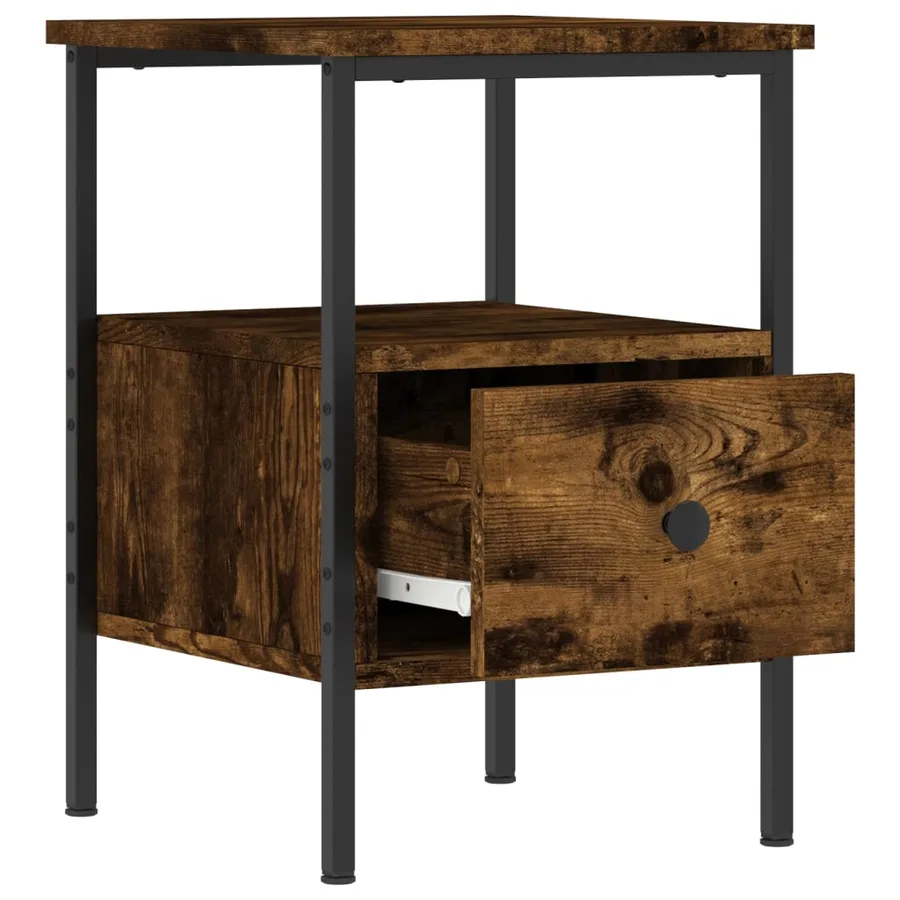 Table de chevet chêne fumé 34x36x50 cm bois d'ingénierie - 3